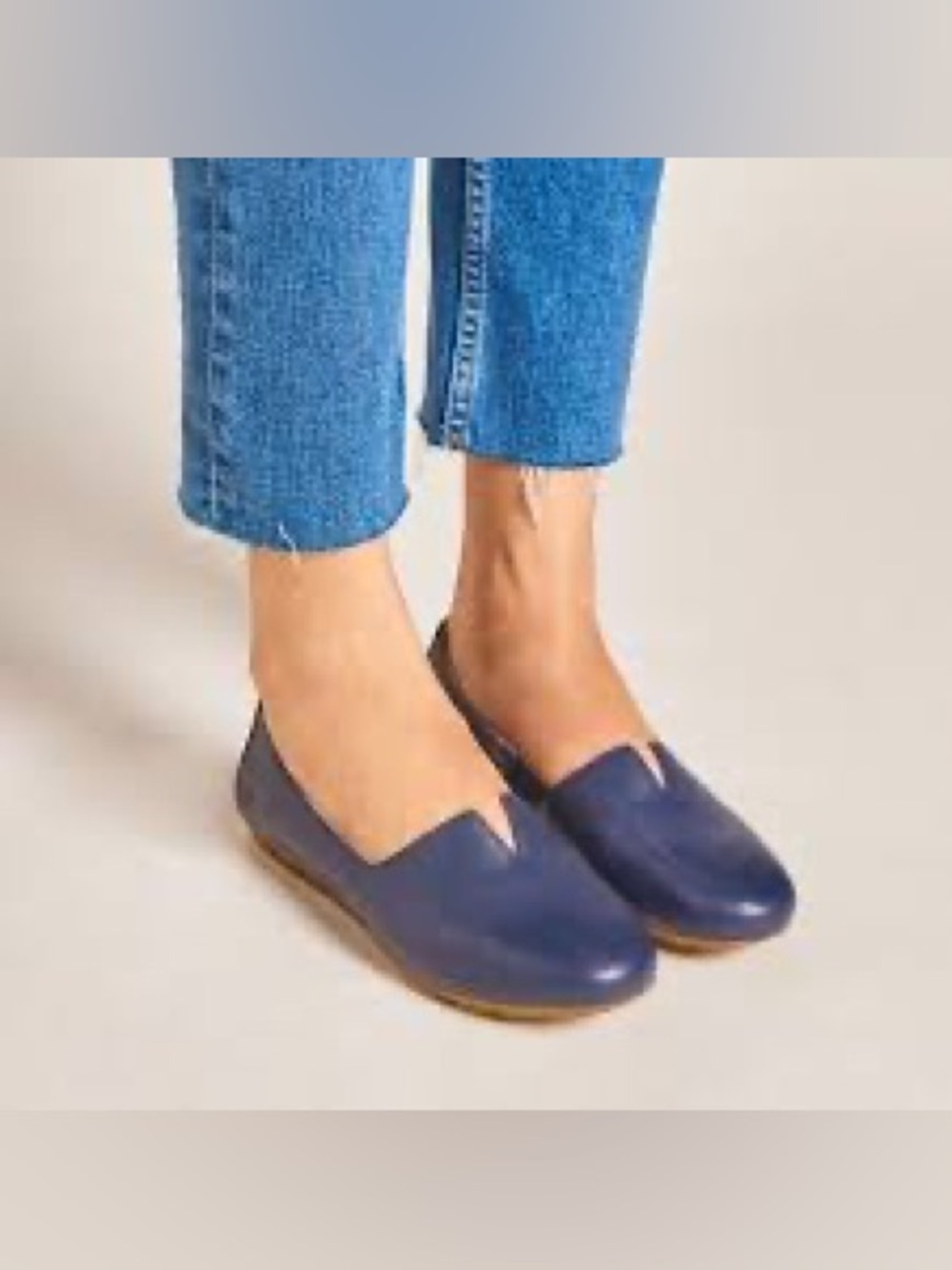 Born Sebra Dark Oceano Blue Leather Slip On Loafers Flats Womens 9.5M